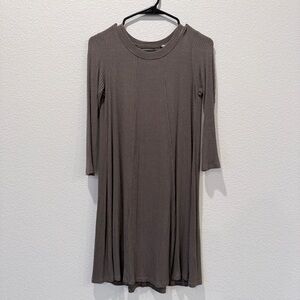 Lush Ribbed Open Back Swing Dress XS Olive Minimalist Scandi Girl Capsule Easter
